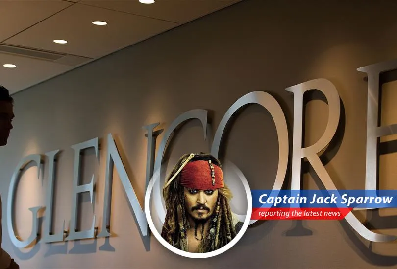 Captain Jack Sparrow reports on Glencore's financial woes after plundering treasure