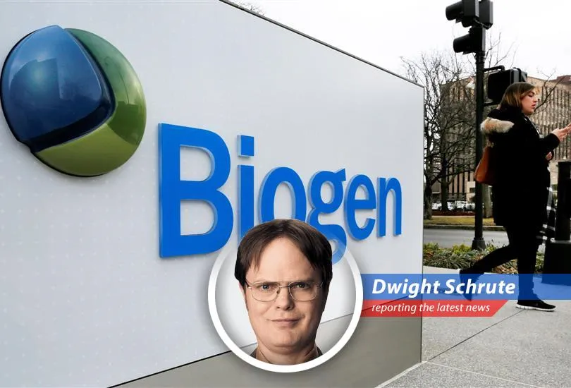 Dwight Schrute gives his humorous take on Biogen's financial woes and the difficulties of selling Alzheimer's drugs.