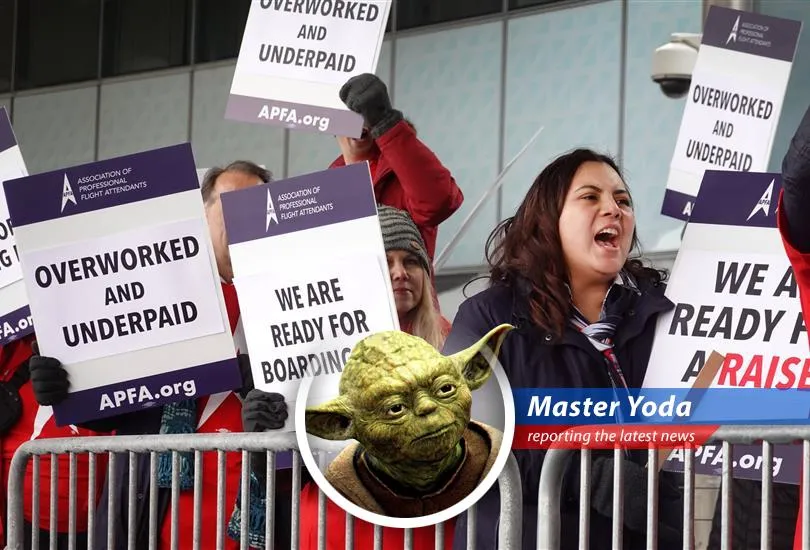 Flight attendants from multiple airlines rally for pay raises and improved conditions.