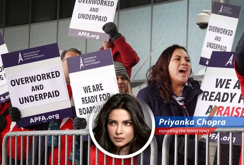 Flight attendants picket at airports, urging for pay raises and improved conditions