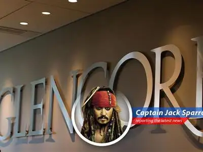 Captain Jack Sparrow reports on Glencore's financial woes after plundering treasure image