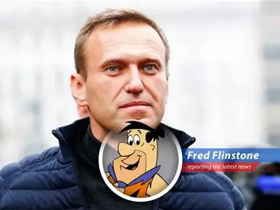 Fred Flinstone brings his signature humor and satire to the news of Alexei Navalny's reported death. image