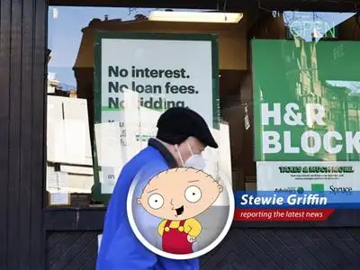 Stewie Griffin takes a satirical look at the FTC's complaint against H & R Block for their deceptive marketing practices image